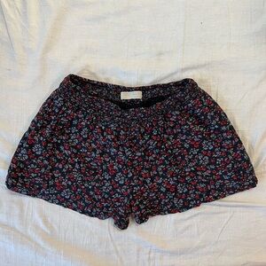 Zara Navy and Red Flowy Floral Kids Shorts